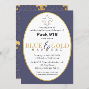 Invitation au banquet Elégant Blue & Gold