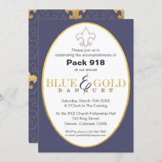 Invitation au banquet Elégant Blue & Gold