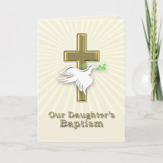 Invitation au baptême avec une croix d'or (Devant)