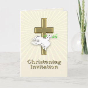 Invitation au baptême avec une croix d'or