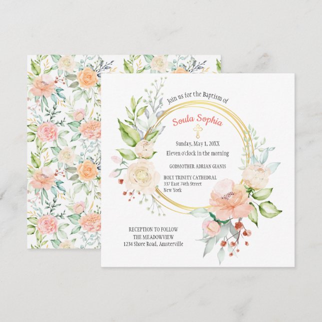 Invitation au baptême Carré Soula (Devant / Derrière)