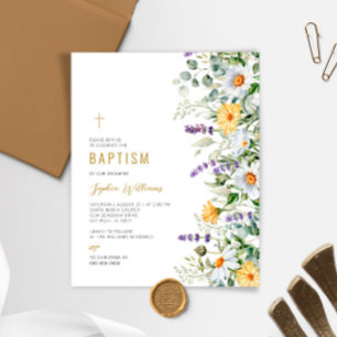 Invitation au baptême Chamomile et Eucalyptus Budg
