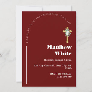 Invitation au baptême croisé élégant Minimal mod