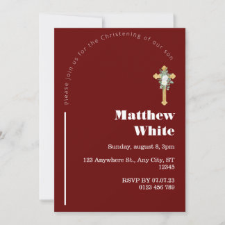Invitation au baptême croisé élégant | Minimal mod