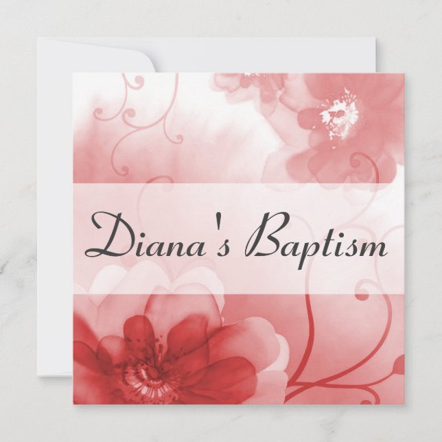 Invitation au baptême d'araignée et de fleurs gris (Devant)