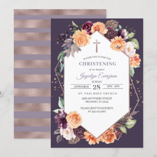 Invitation au baptême d'automne de Peach Floral