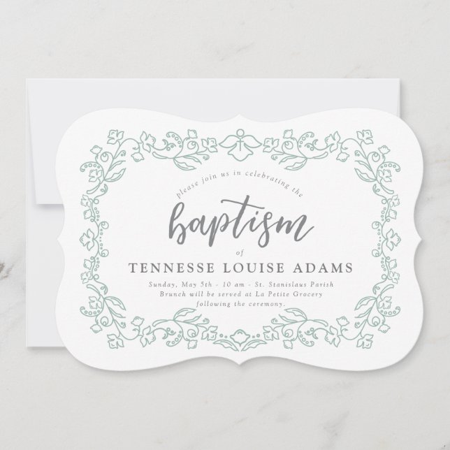 Invitation au baptême de bébé floral (Devant)