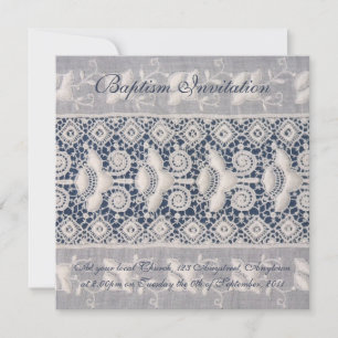 Invitation au baptême de broderie antique (garçon)