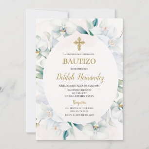 invitation au baptême de carreaux de forme ovale