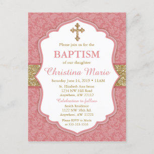 Invitation au baptême de fille