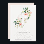 Invitation au baptême de fleurs printanières<br><div class="desc">Ce design présente de belles fleurs blanches et roses peintes à la main.</div>