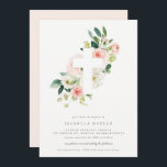 Invitation au baptême de fleurs printanières<br><div class="desc">Ce design présente de belles fleurs blanches et roses peintes à la main.</div>