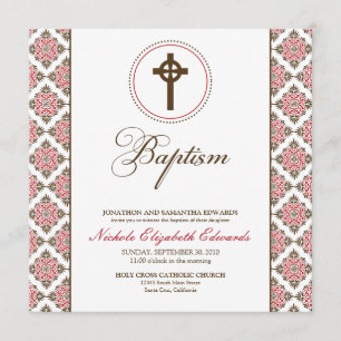 Invitation au baptême de grâce Vintage (chocolat/r