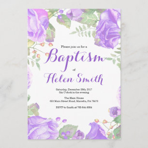 Invitation au baptême de la fille violette florale