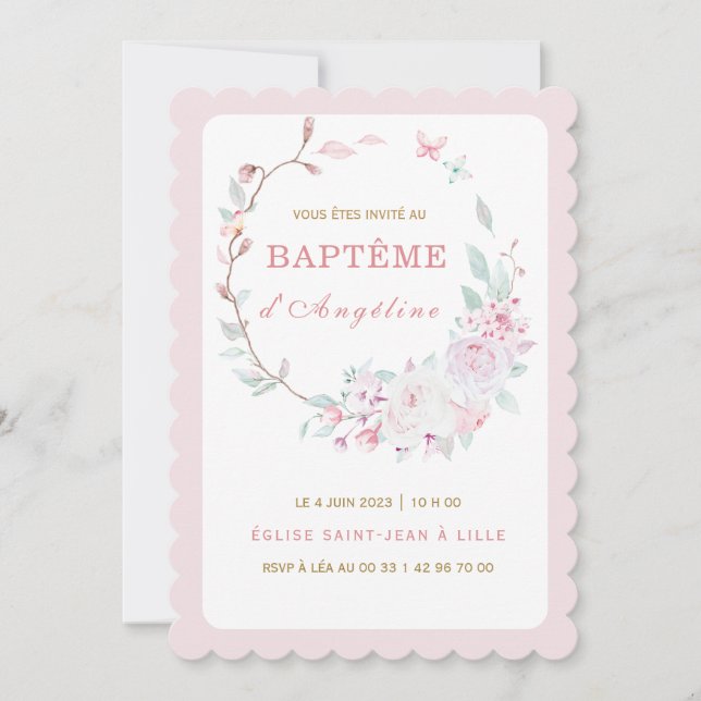 Invitation au baptême de notre fille is already in (Devant)