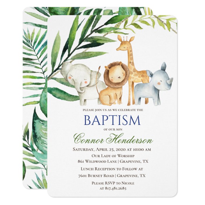 Invitation au baptême des animaux de la jungle Zazzle.fr
