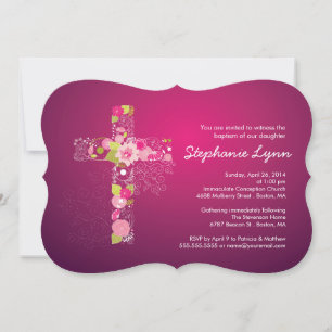 Invitation au baptême des filles de la Croix rose