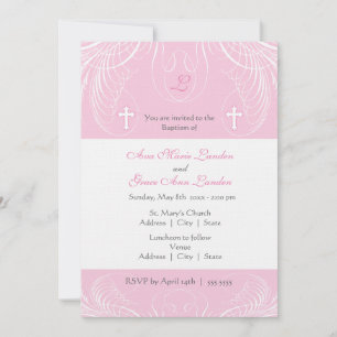 Invitation au baptême des filles jumelles Monogram
