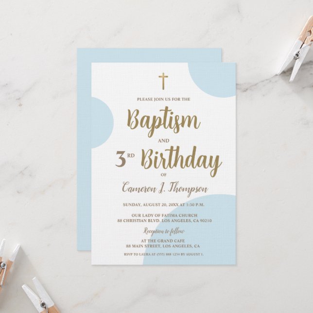 Invitation au Baptême et 3ème Anniversaire de Garç (Devant/Arrière en situation)