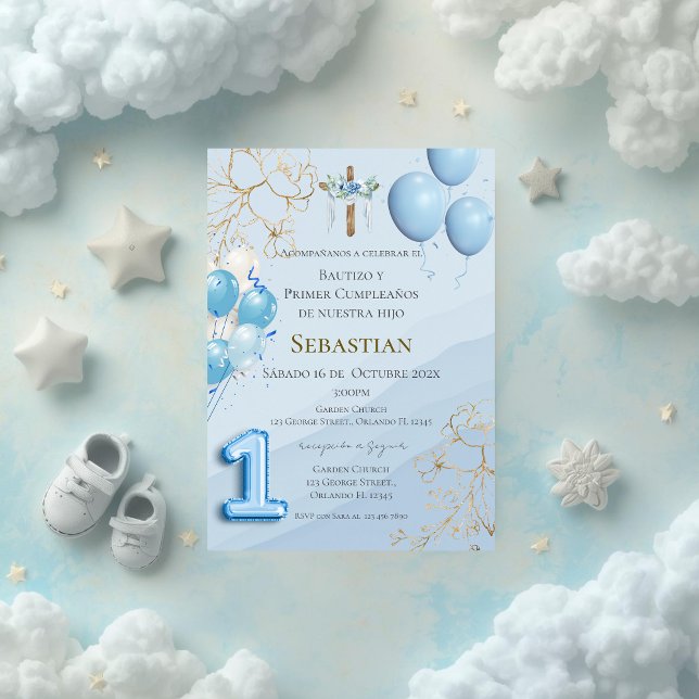 Invitation au baptême et premier anniversaire avec (Créateur téléchargé)