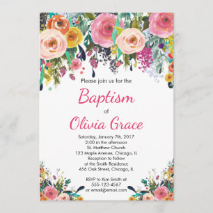 Invitation au baptême floral, dévouement aquarelle