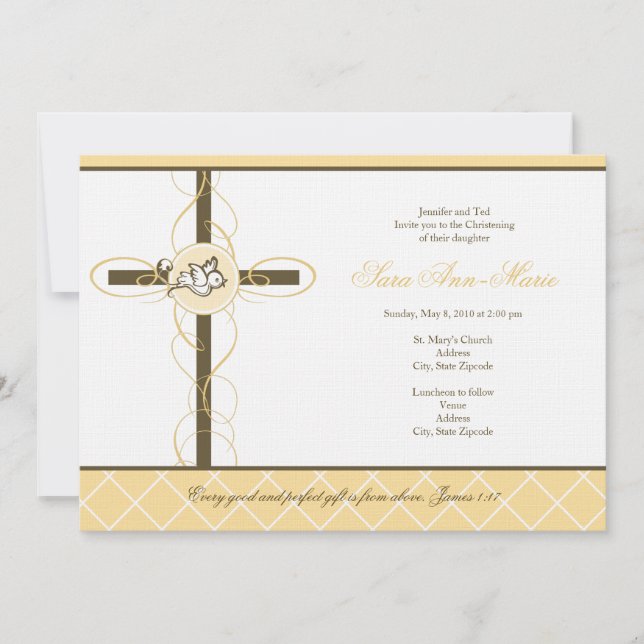 Invitation au baptême jaune neutre (Devant)
