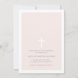 Invitation au baptême minimaliste rose