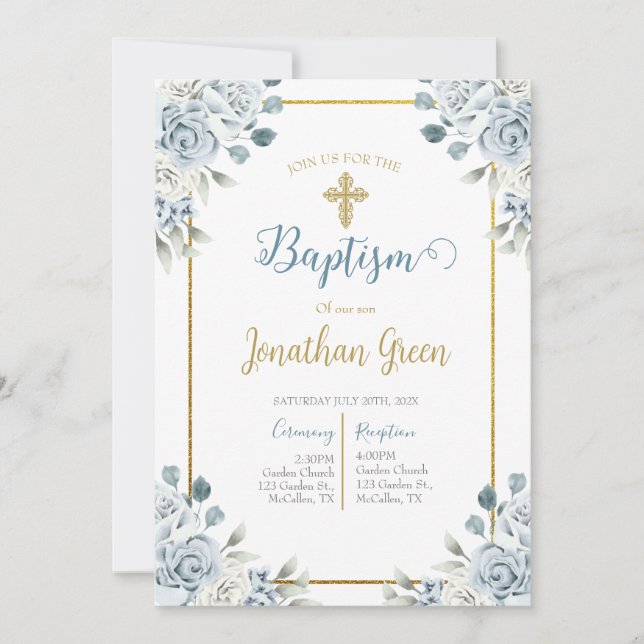 Invitation au baptême pour garçon, (Devant)