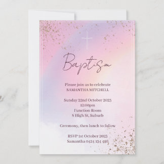 Invitation au baptême pour petite fille. Rose et o