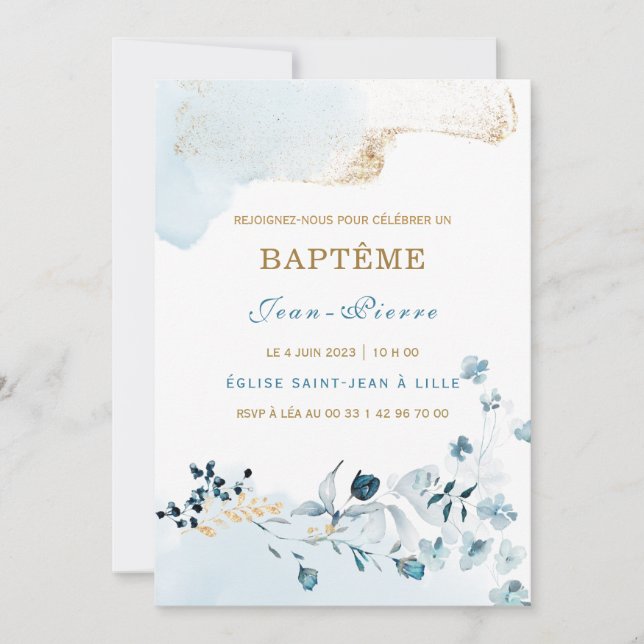 Invitation au baptême pour un garçon becomes Faire (Devant)