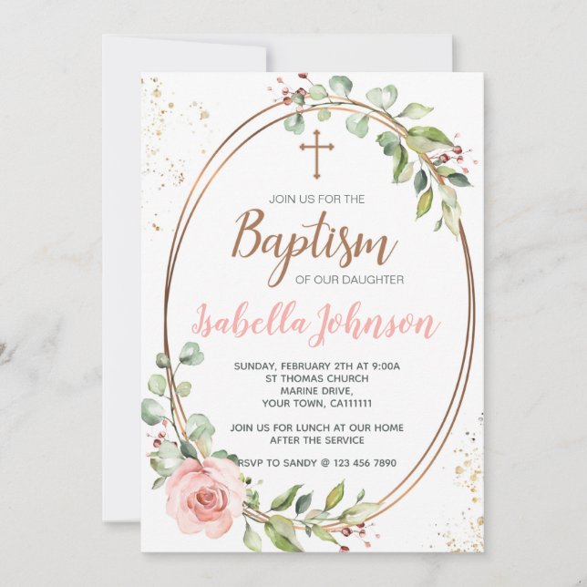 Invitation au baptême pour une fille (Devant)