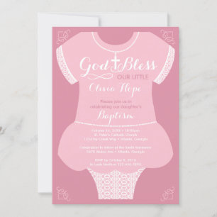 Invitation au baptême pour une robe de fille, rose