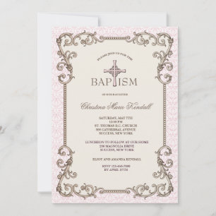 Invitation au baptême rose du Vieux-Monde