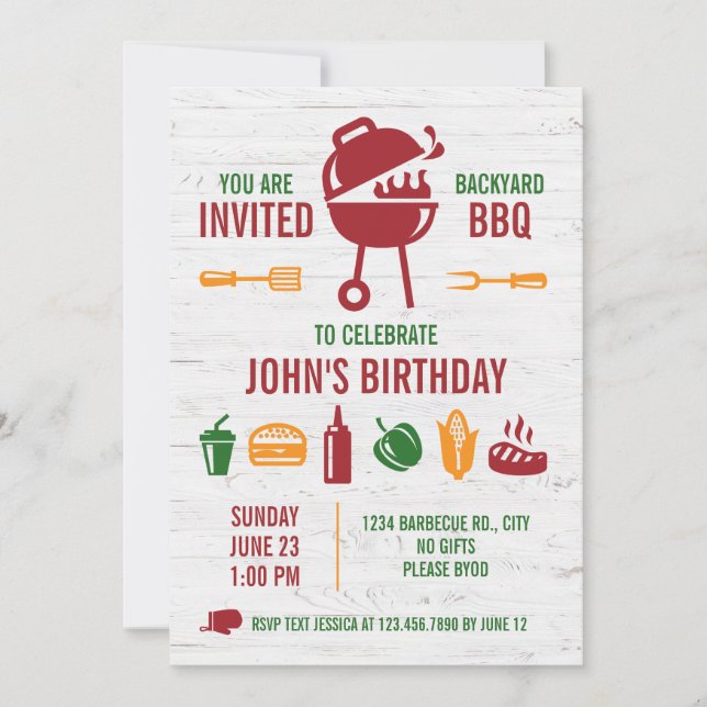 Invitation au barbecue d'anniversaire (Devant)