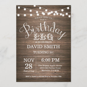 Invitation au barbecue d'anniversaire Rustic 30th 