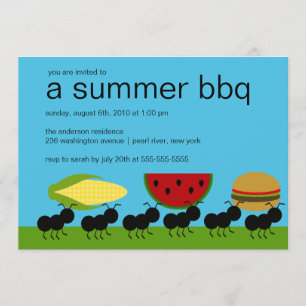 Invitation au barbecue de bash d'été de Funny ANTS