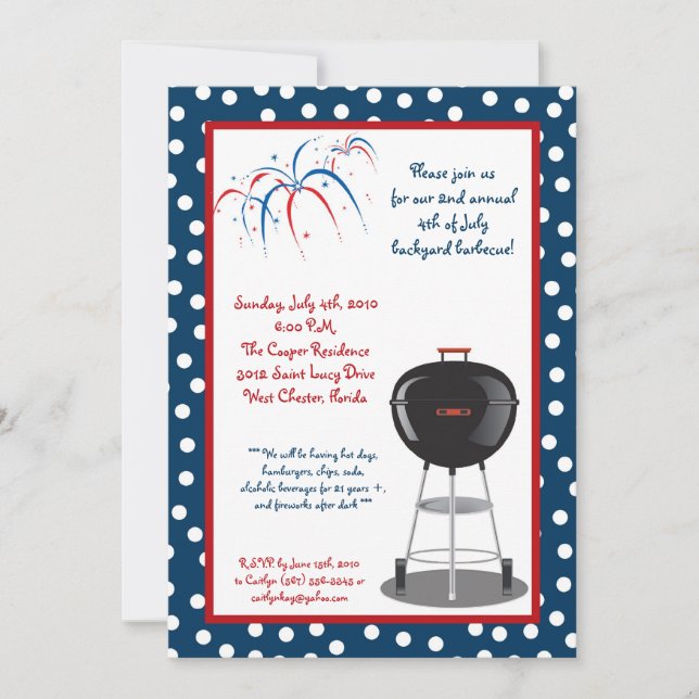 Invitation au barbecue du quatrième 4 juillet (Devant)