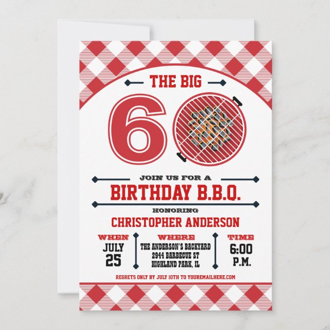 Invitation au barbecue pour 60 ans (Devant)