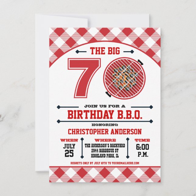 Invitation au barbecue pour les 70 ans (Devant)
