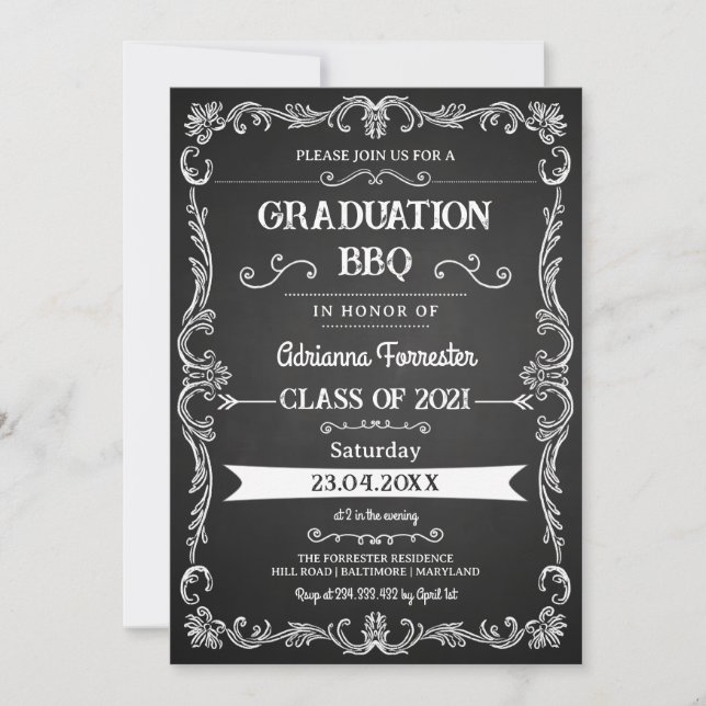 Invitation au barbecue vintage Retro Chalkboard (Devant)