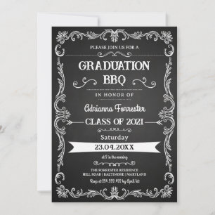 Invitation au barbecue vintage Retro Chalkboard