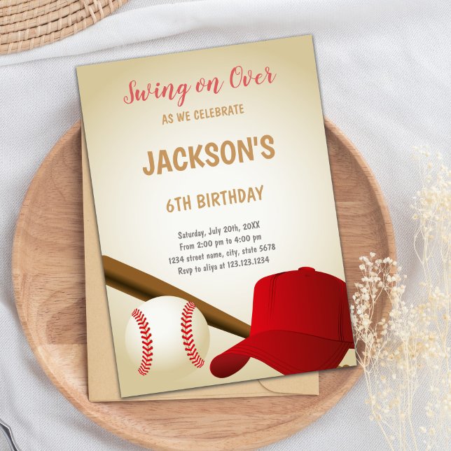 Invitation au baseball 6e anniversaire (6th Birthday Baseballs Birthday Invitations)