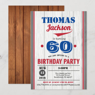 Invitation au baseball à 60e anniversaire. Homme a