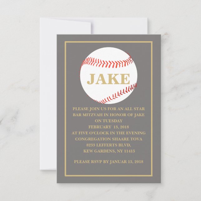 Invitation au baseball Bar Mitzvah, Bar Mitzvah (Devant)