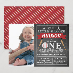 Invitation au baseball de Chalkboard 1er anniversa