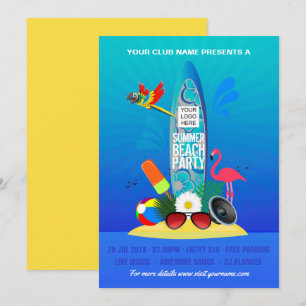 Invitation au Beach Party du Summer Club avec logo