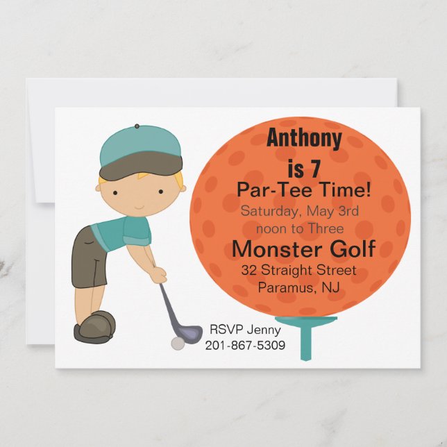 Invitation au Big Golf Ball Boys Party (Devant)