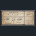 Invitation au billet de mariage pour tous avec RSV<br><div class="desc">Invitation de billets de mariage vintage jointe à la RSVP.  Champ inférieur modifié de sorte que les champs de l'église et de la réception sont de la même taille.</div>