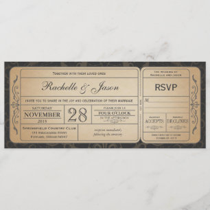 Invitation au billet de mariage pour tous avec RSV