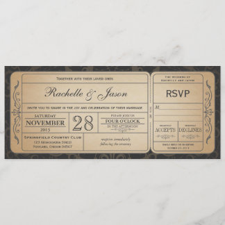 Invitation au billet de mariage pour tous avec RSV